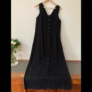 NWOT! Vintage black button down linen dress size 10